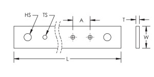 TCB threaded busbar with fixing hole specifications